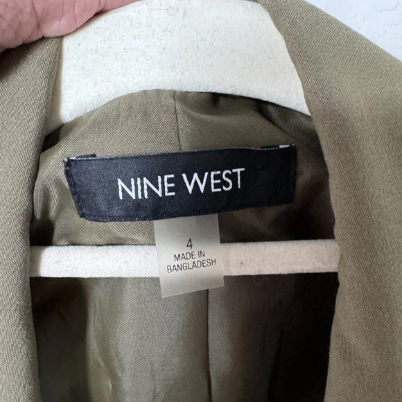 Nine West Olive Notch Collar Tie Waist Stretch Vest/Dress Size 4 - Picture 6 of 10